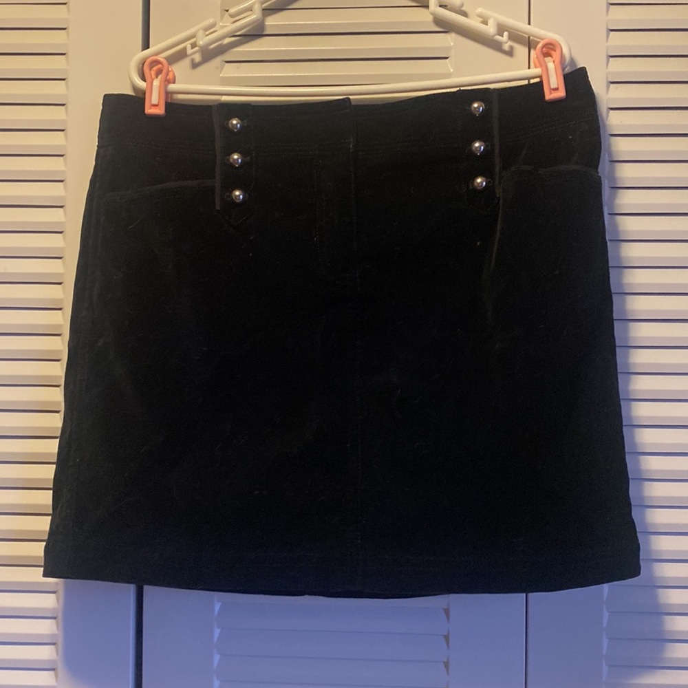 White House Black Market Black Velvet Military Skirt 14 NWT